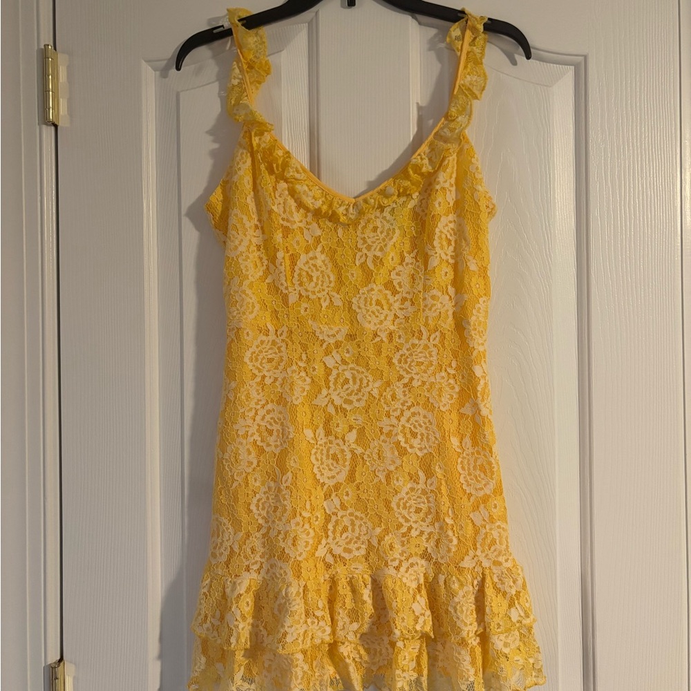 Forever 21 Yellow Lace Mini Dress